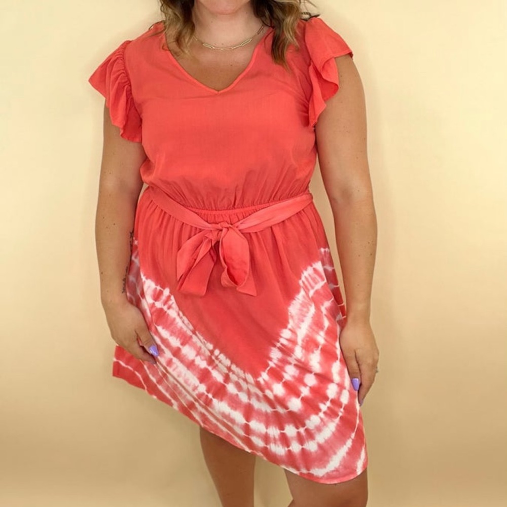 Fluttersleeve tye dye dress